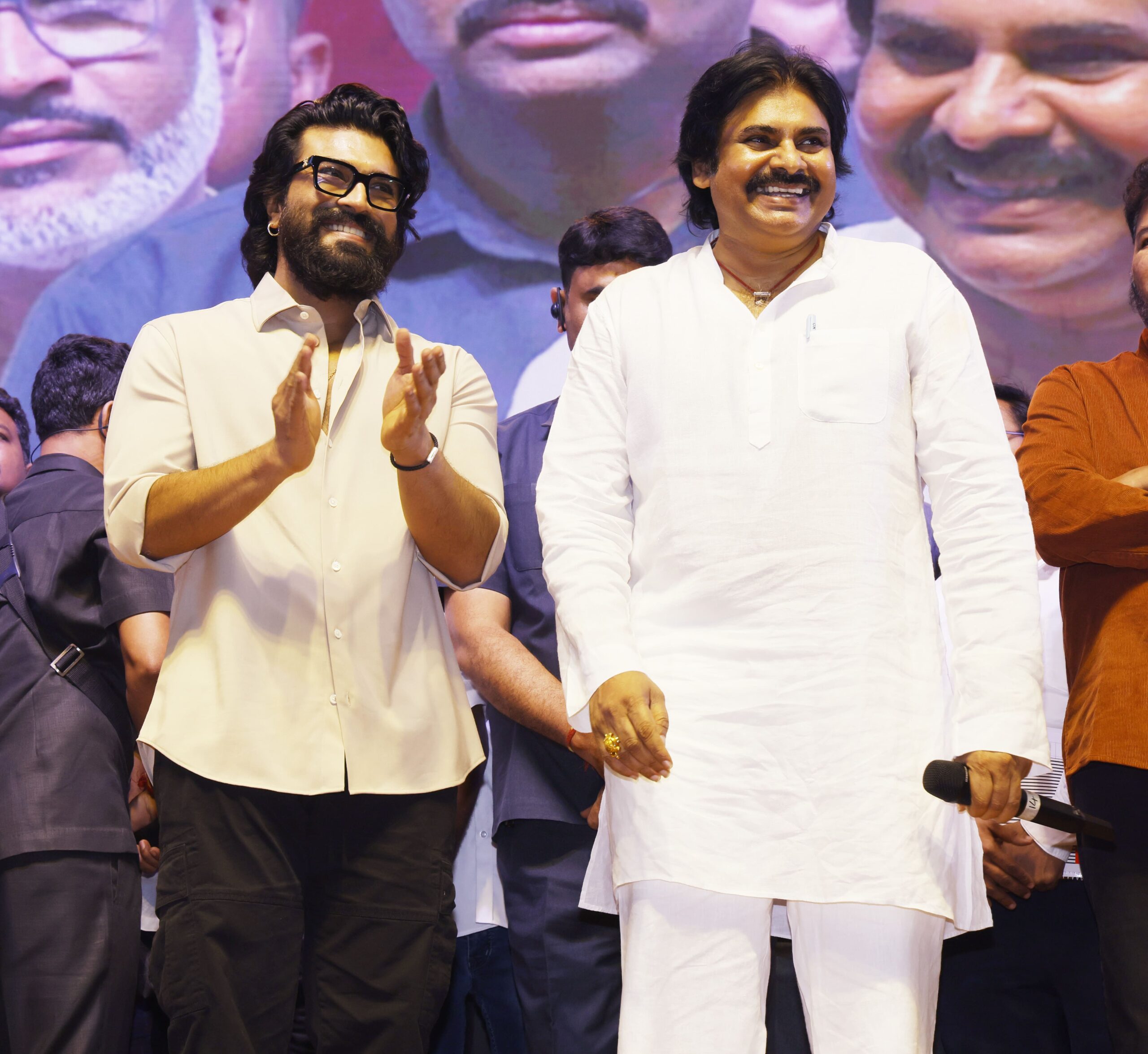 Pawan Kalyan and Ram Charan HD Photos From Game Changer Pre Release Event 