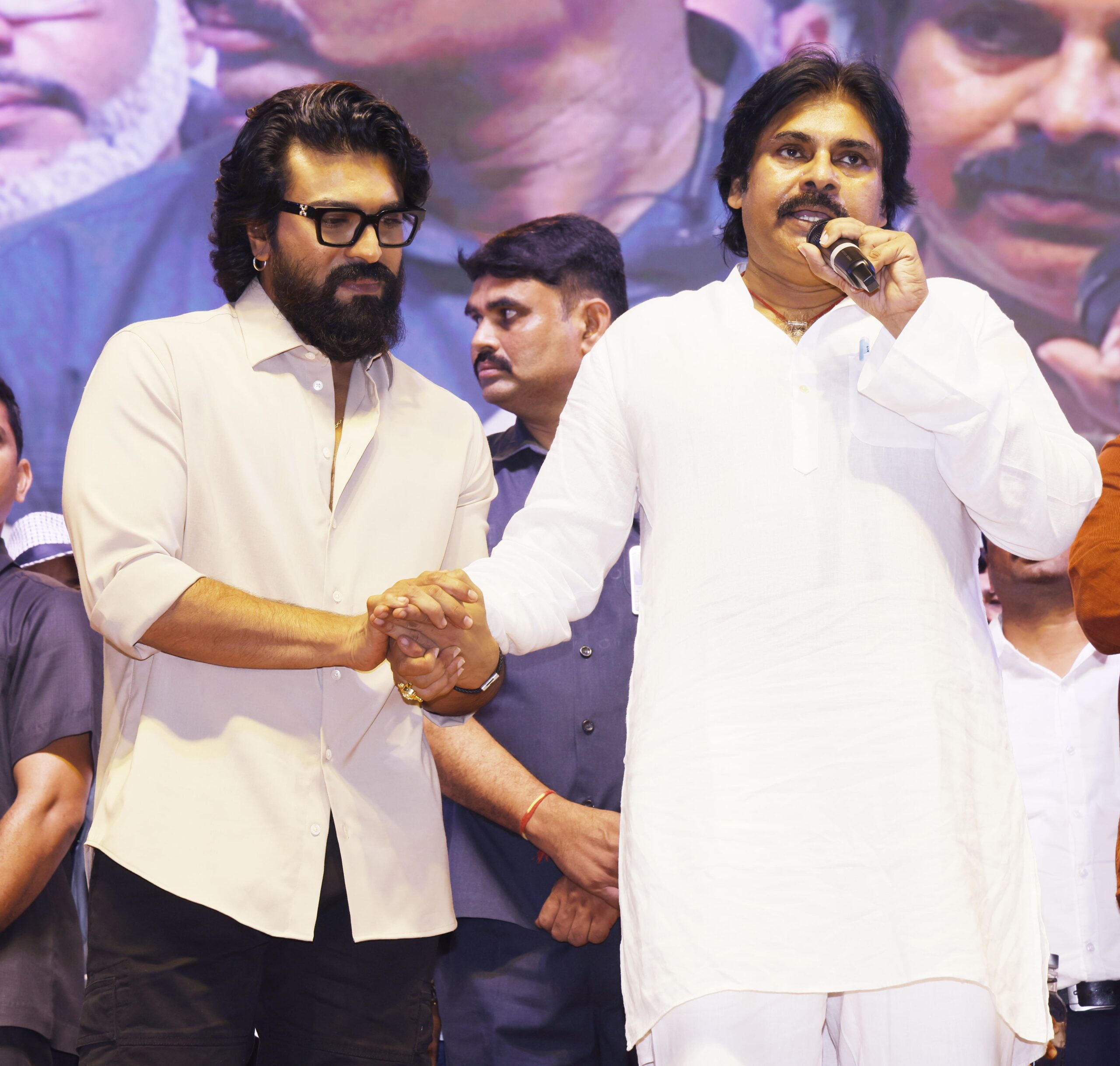 Pawan Kalyan and Ram Charan HD Photos From Game Changer Pre Release Event 