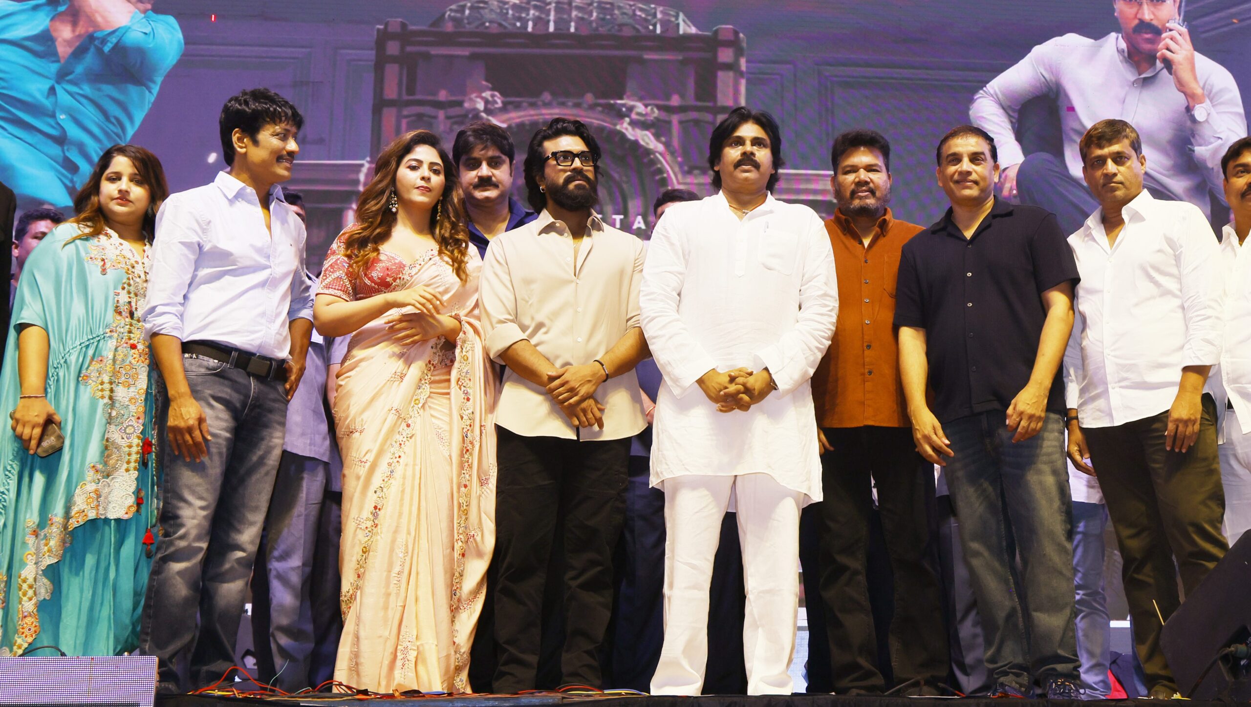 Pawan Kalyan and Ram Charan HD Photos From Game Changer Pre Release Event 