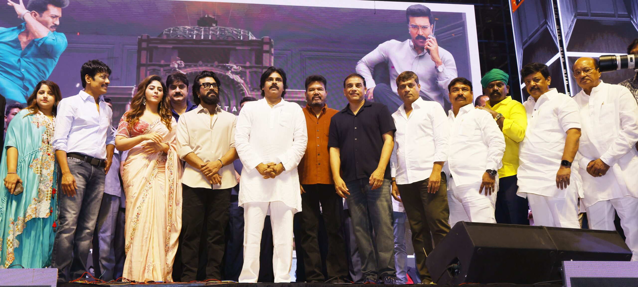 Pawan Kalyan and Ram Charan HD Photos From Game Changer Pre Release Event 