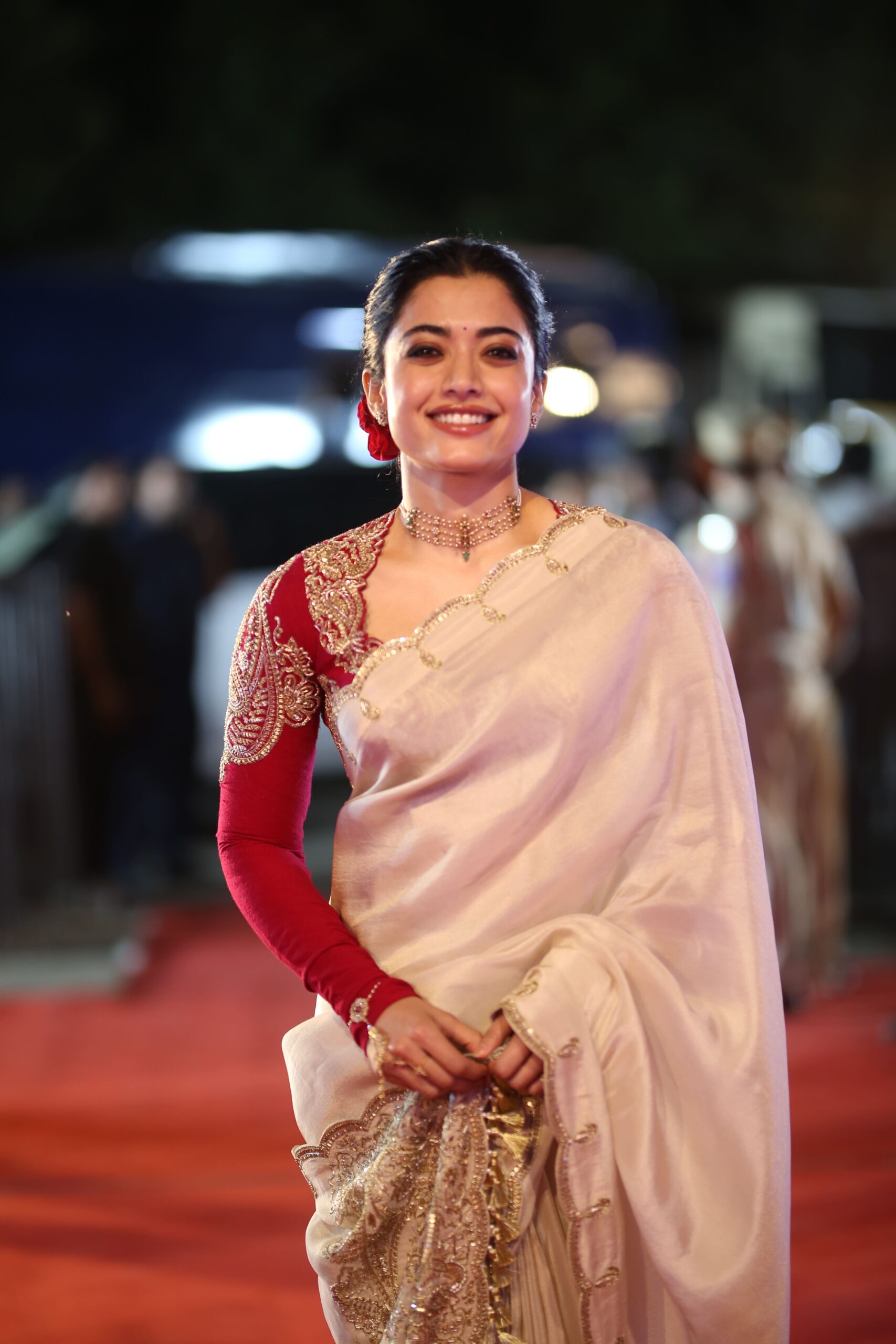 Rashmika Mandanna Saree Stills From Ranabaali Pre Release Event