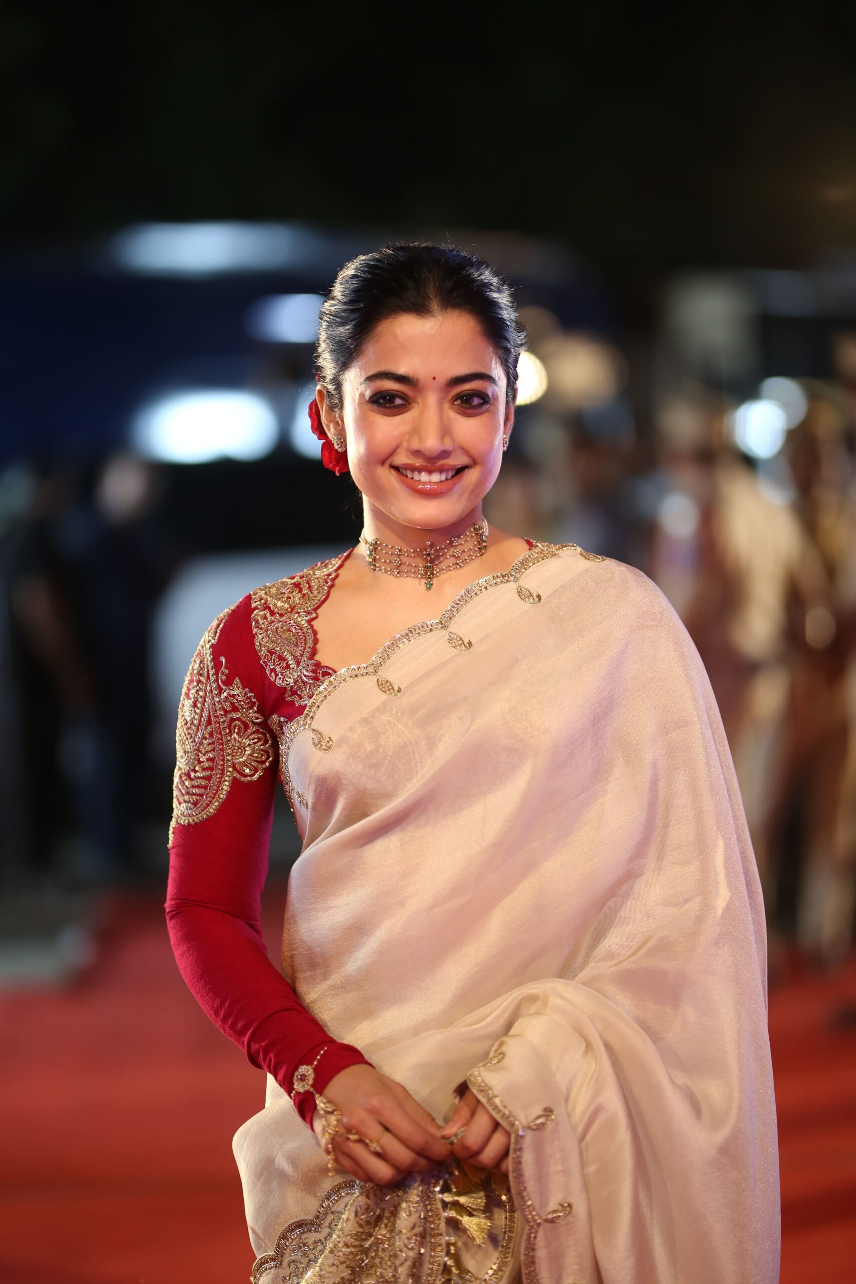 Rashmika Mandanna Saree Stills From Ranabaali Pre Release Event