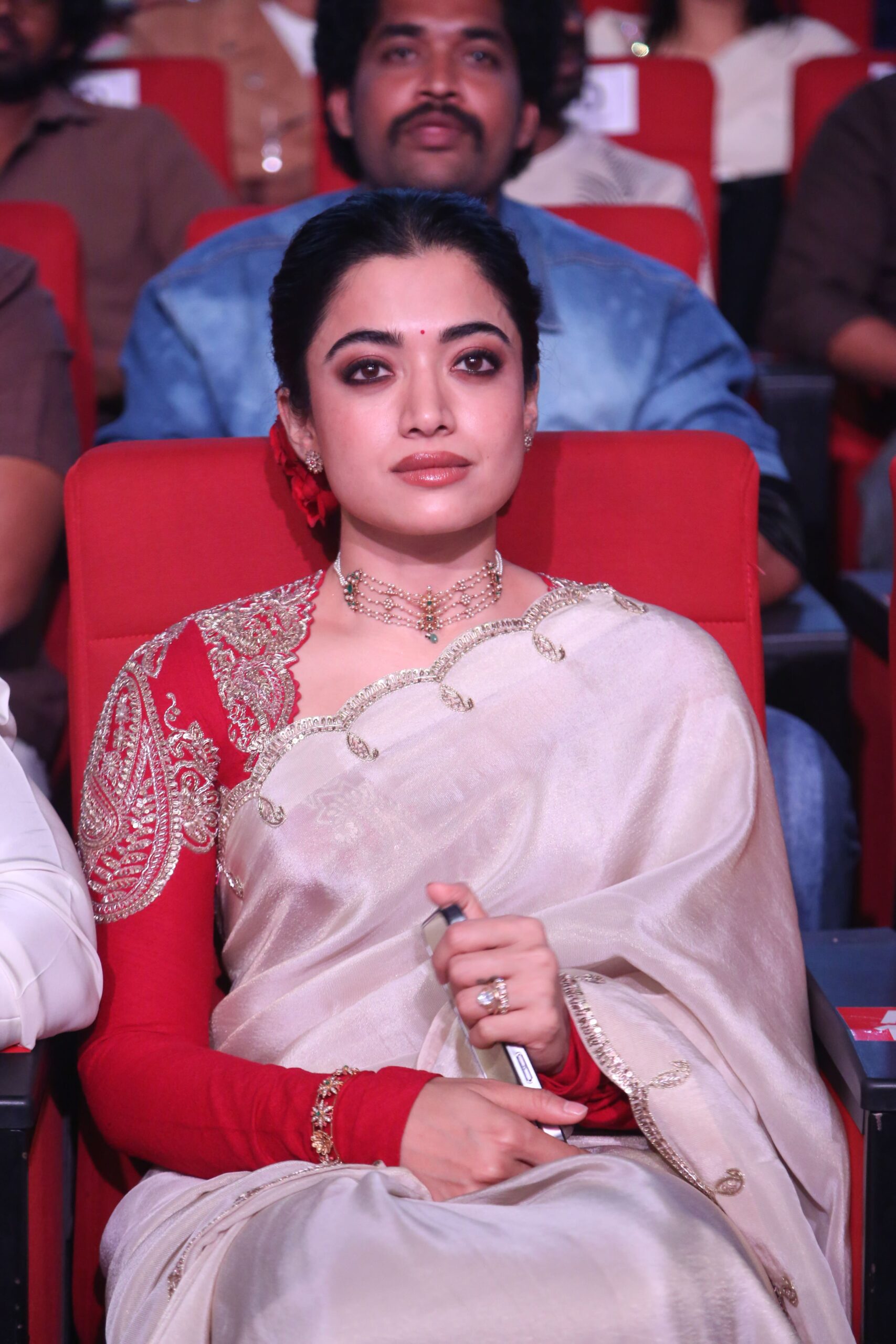Rashmika Mandanna Saree Stills From Ranabaali Pre Release Event