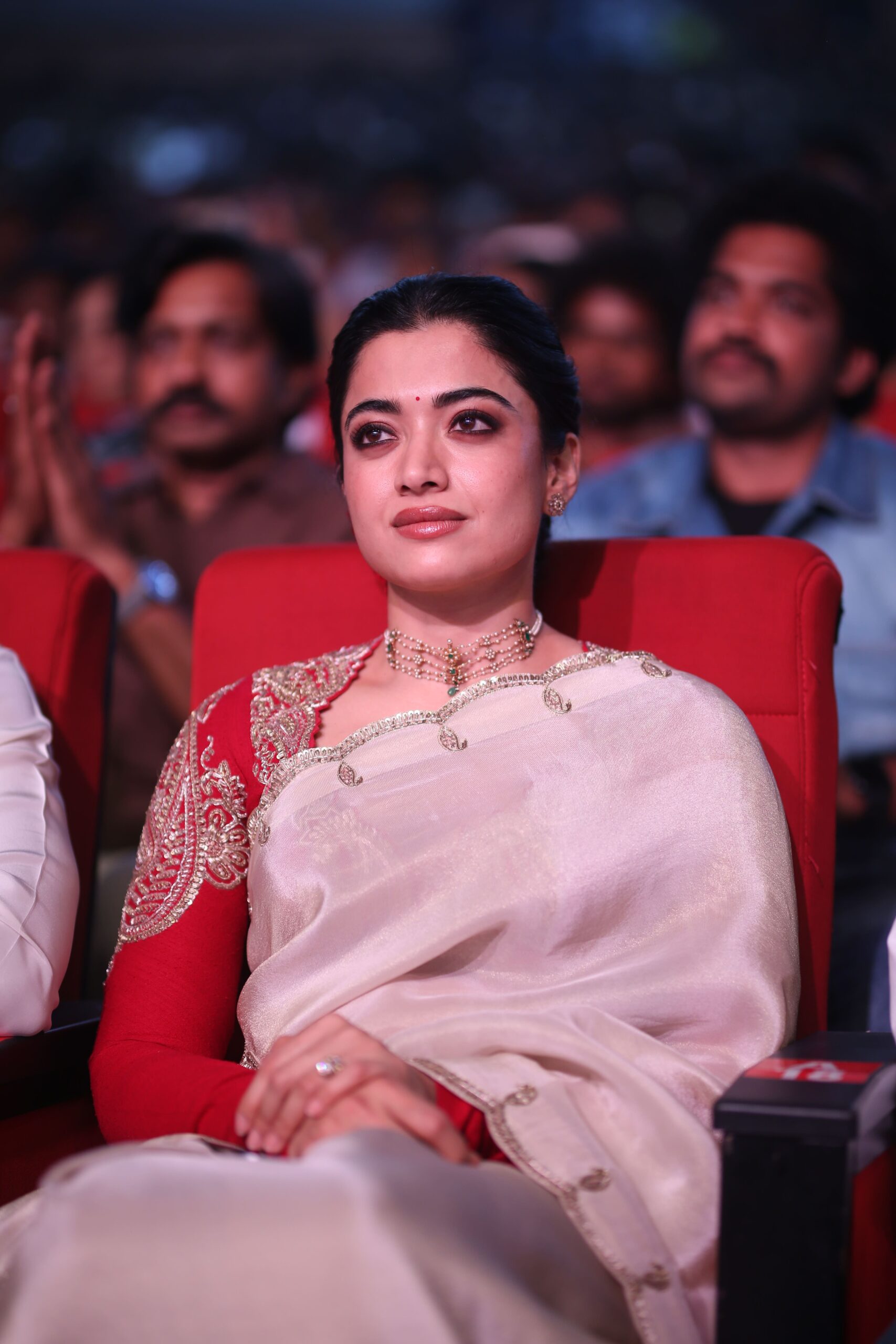 Rashmika Mandanna Saree Stills From Ranabaali Pre Release Event
