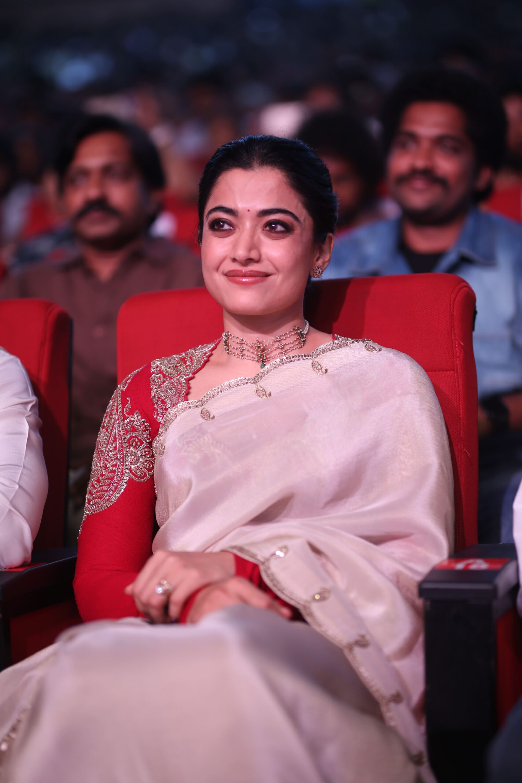 Rashmika Mandanna Saree Stills From Ranabaali Pre Release Event