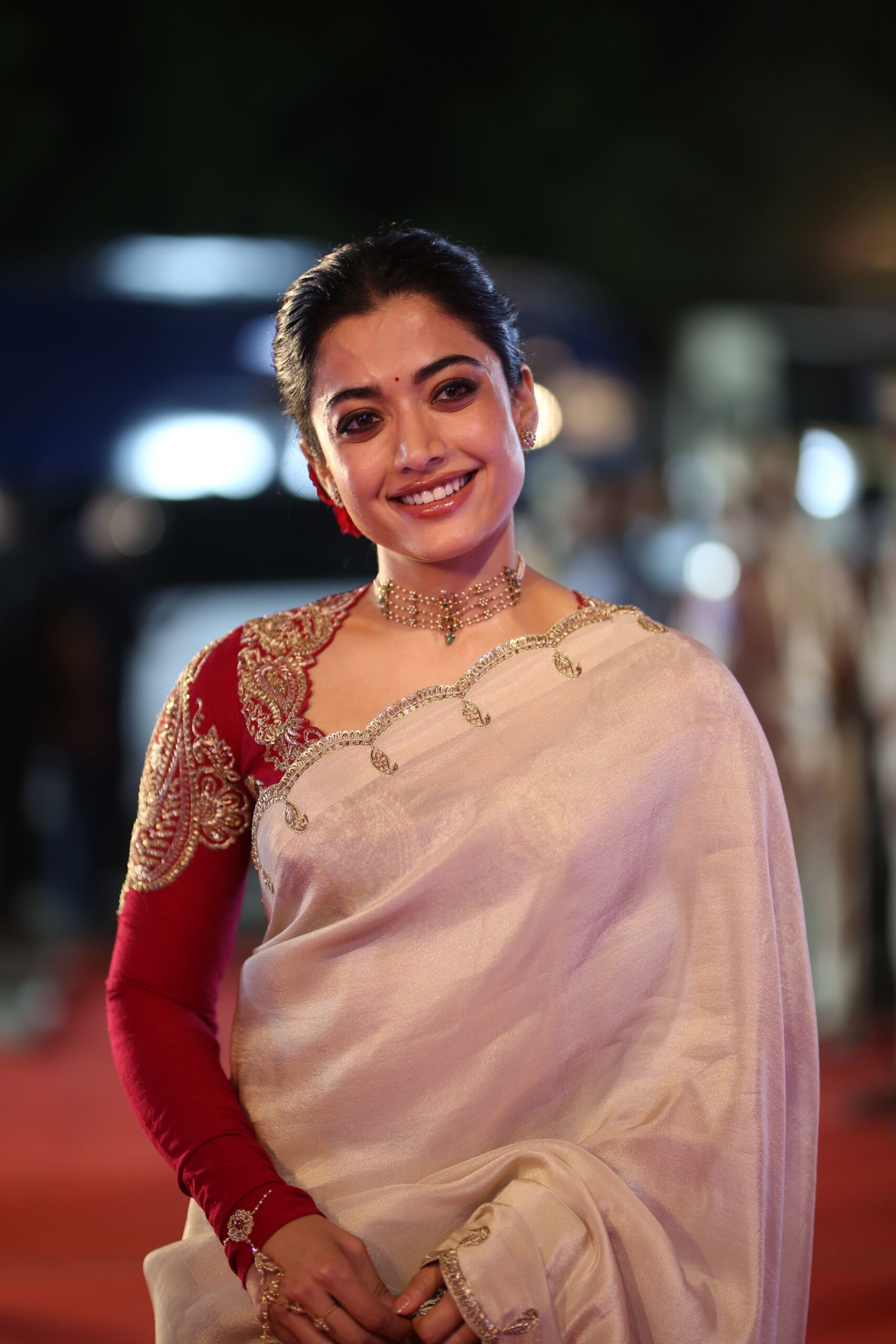 Rashmika Mandanna Saree Stills From Ranabaali Pre Release Event