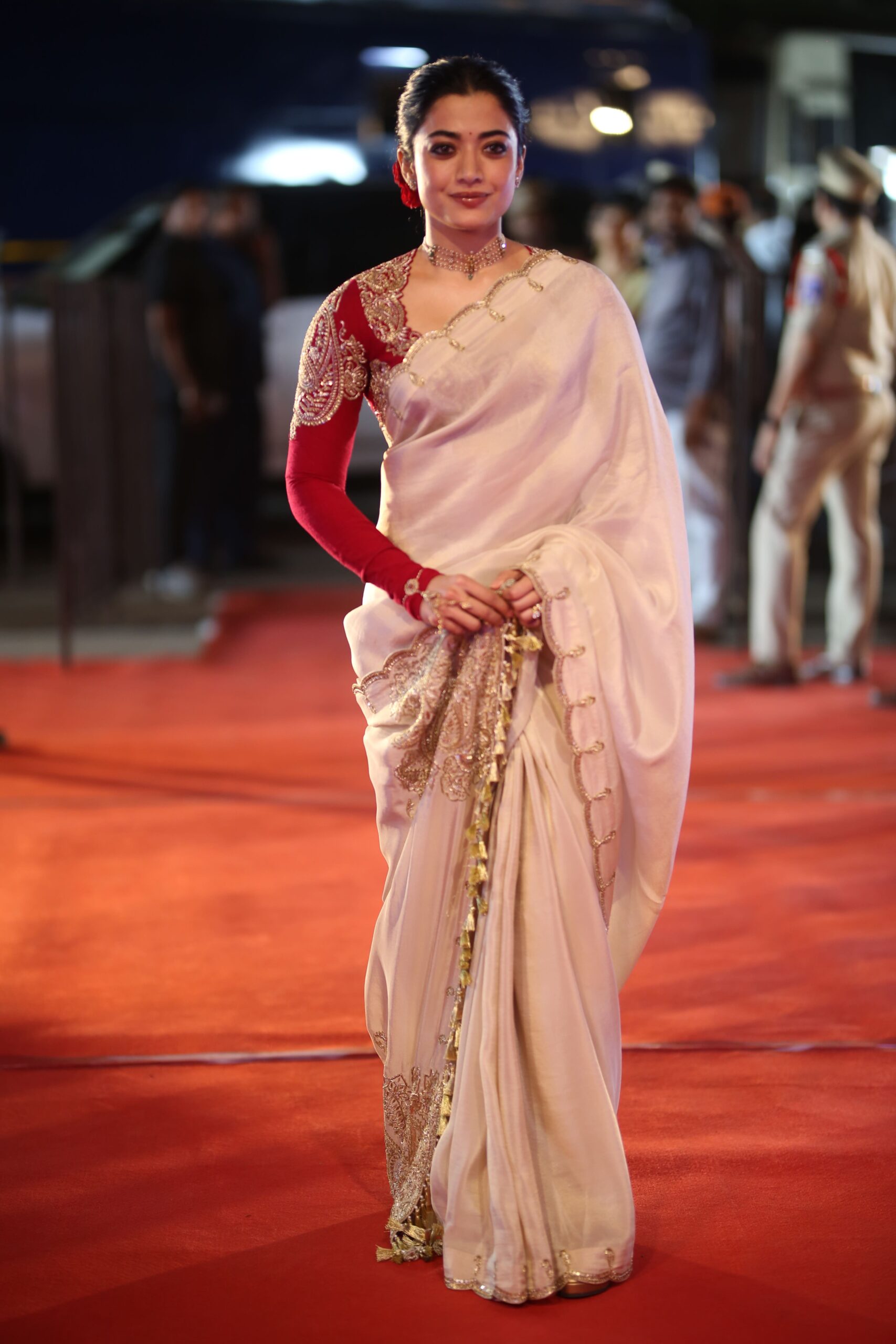 Rashmika Mandanna Saree Stills From Ranabaali Pre Release Event