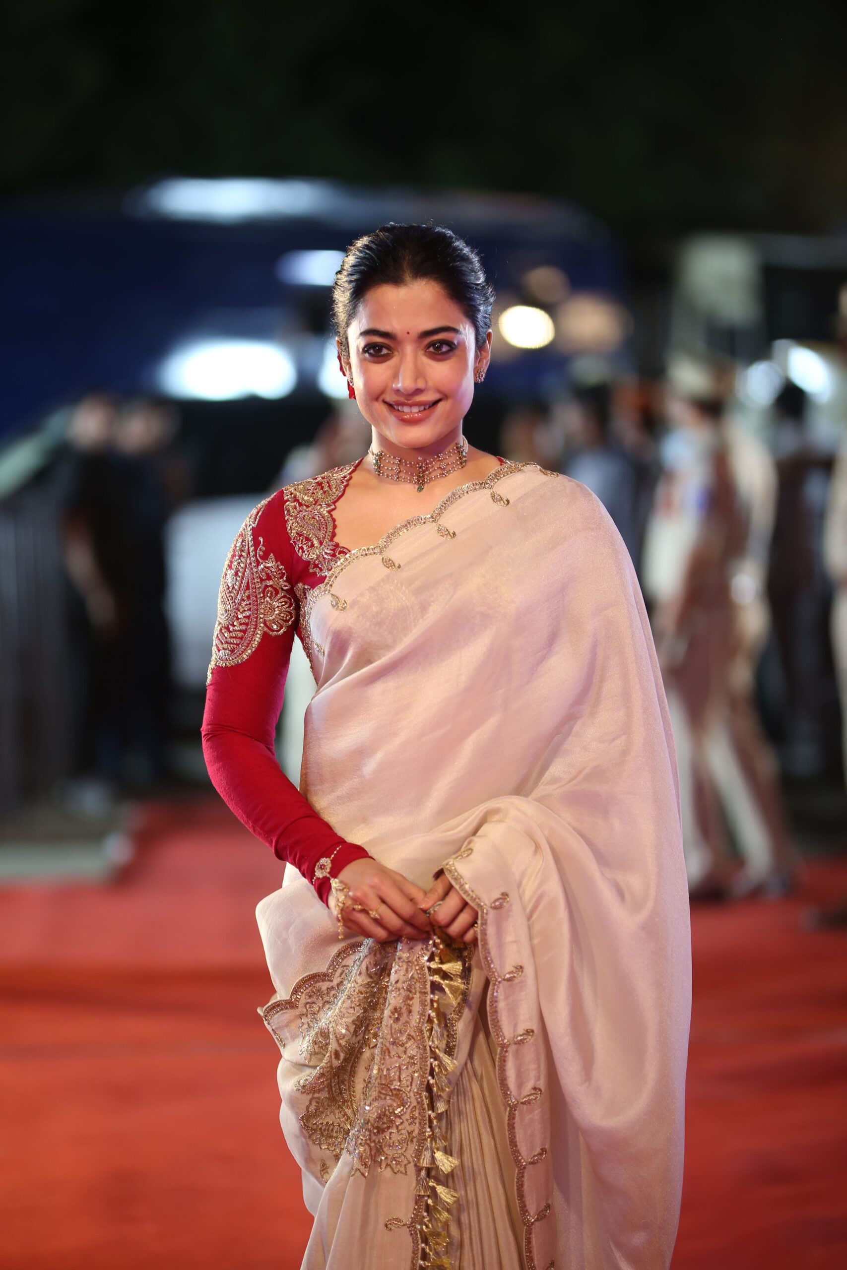 Rashmika Mandanna Saree Stills From Ranabaali Pre Release Event
